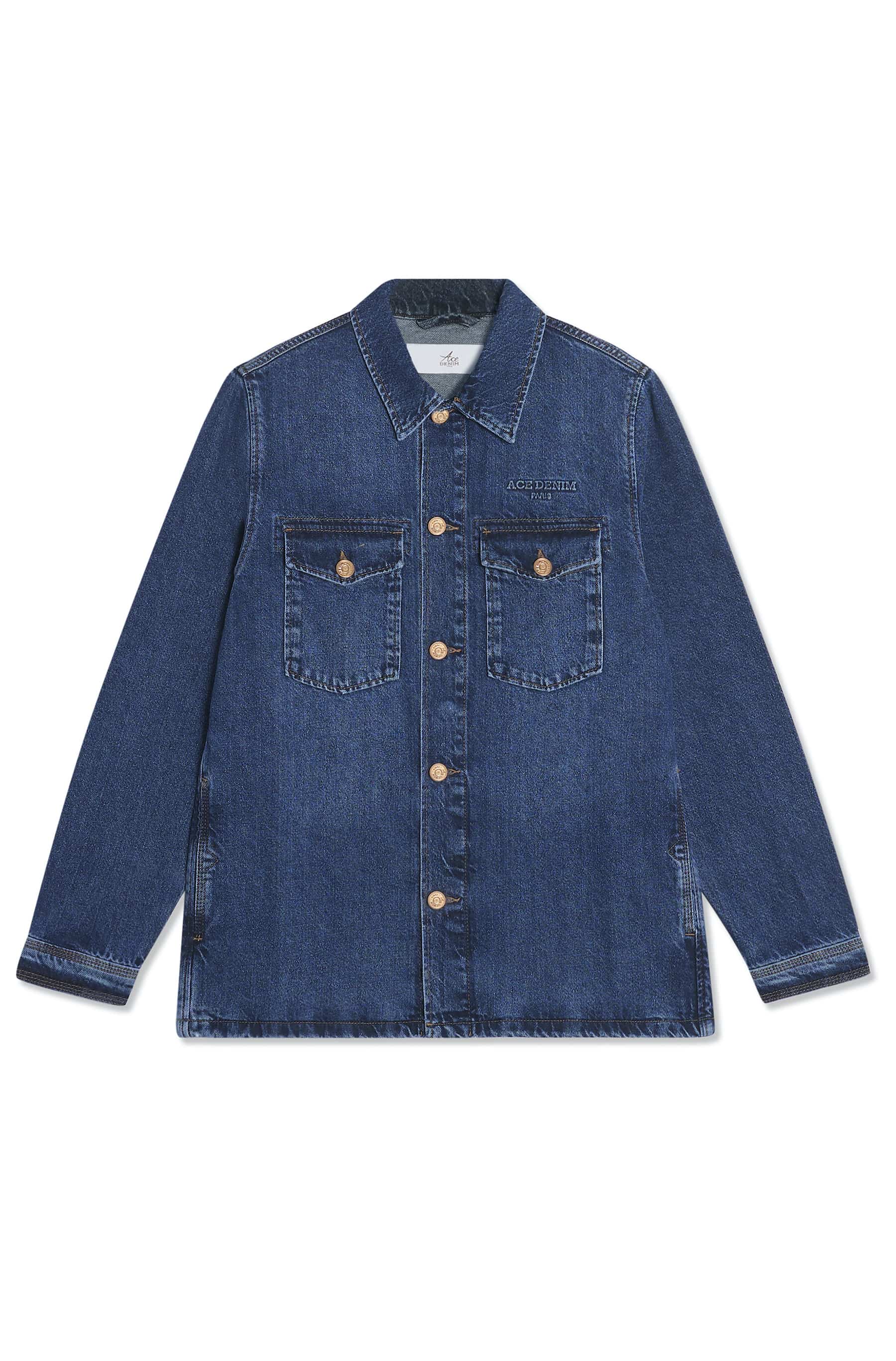 veste denim bleu coton