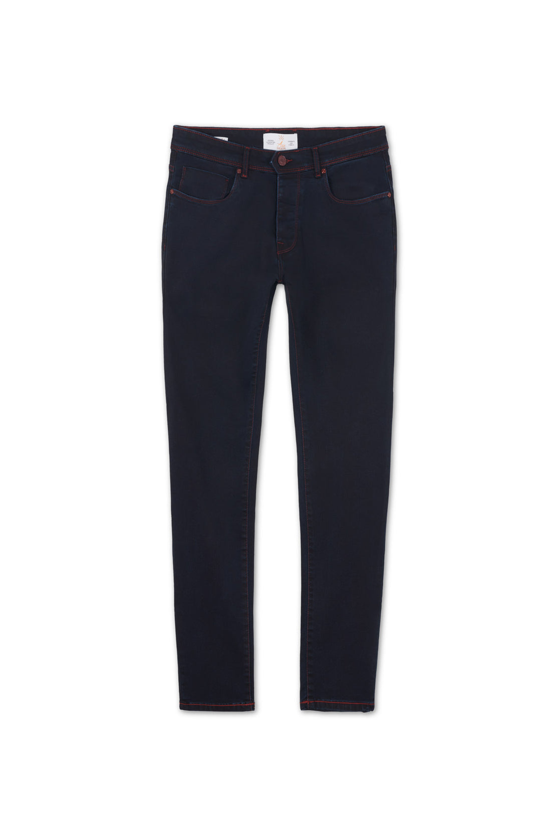 jeans homme bleu marine boutons rouge coupe slim